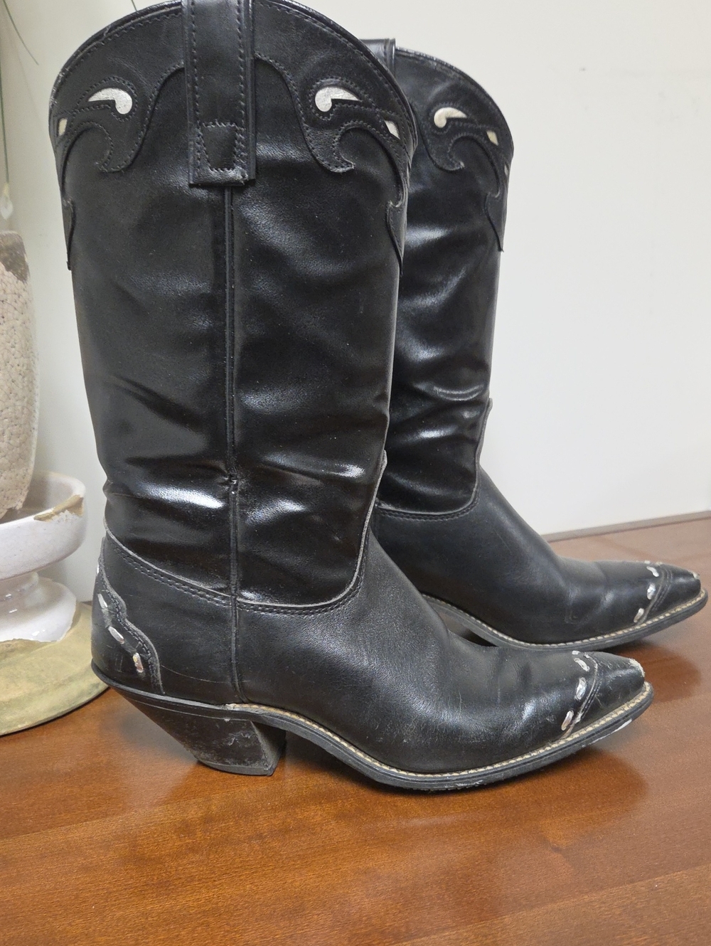 Kenny Rogers  Black with Silver Accents Leather Boot